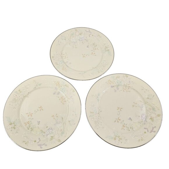 Lenox April Ivory w/ Platinum Floral On Trim 10 7/8” Dinner Plates - Set of 3 - Picture 5 of 16
